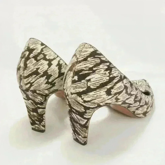 10 Derek Crosby Lam Abstract Animal Print Calf Pony Hair D’Orsay Heels - Picture 7 of 8